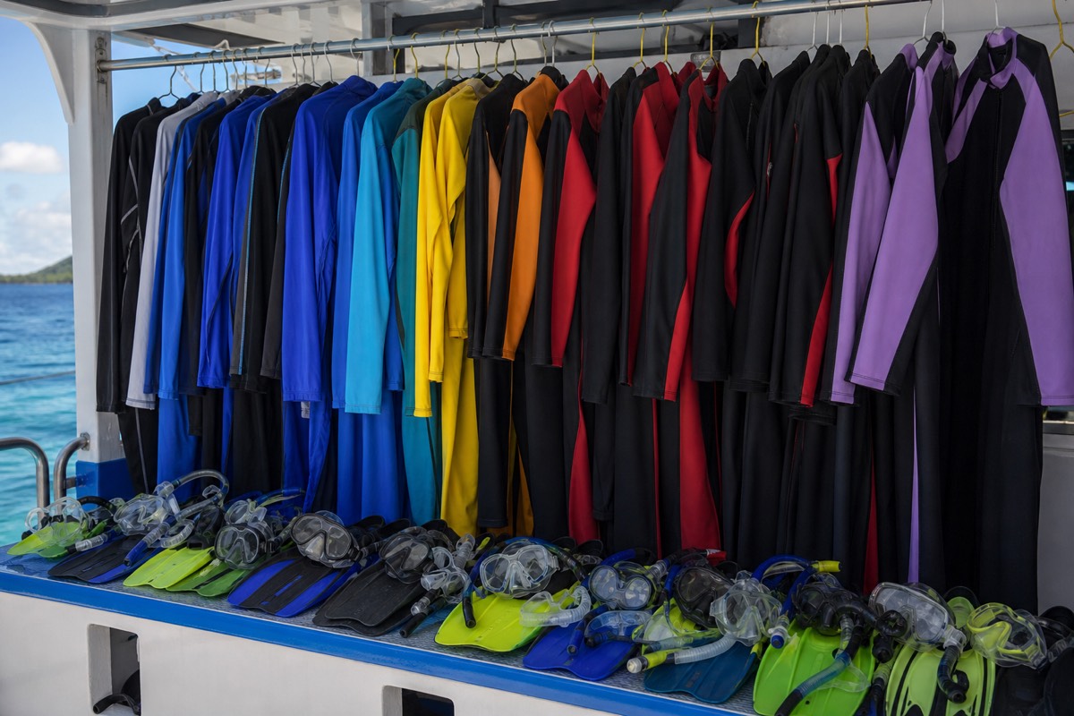 Stinger suits ready on a reef tour boat